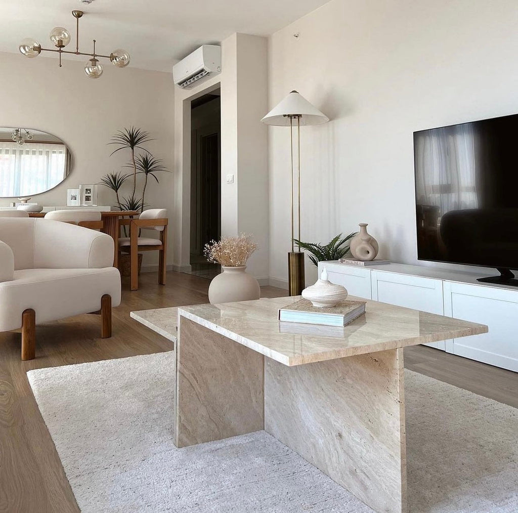 Table basse escalier marbre créma