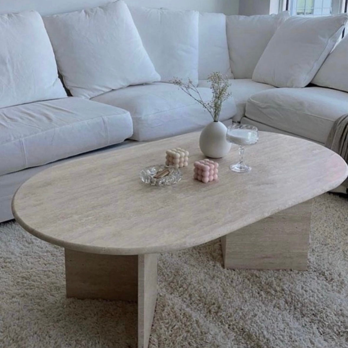 Table basse Oval en travertin