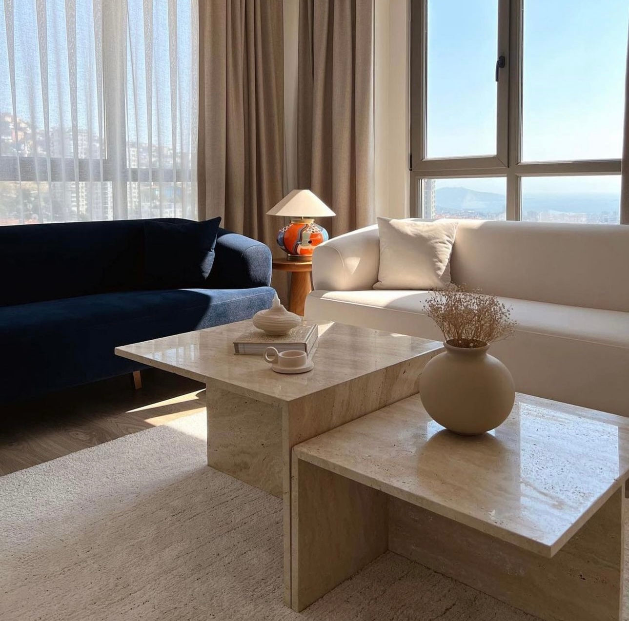 Table basse escalier marbre créma