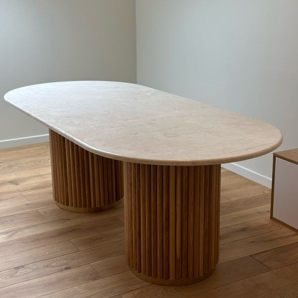 Table à manger oval en marbre crema beige