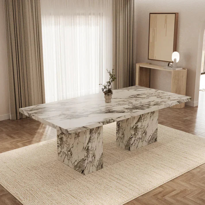 Table à manger rectangle en marbre Calacatta