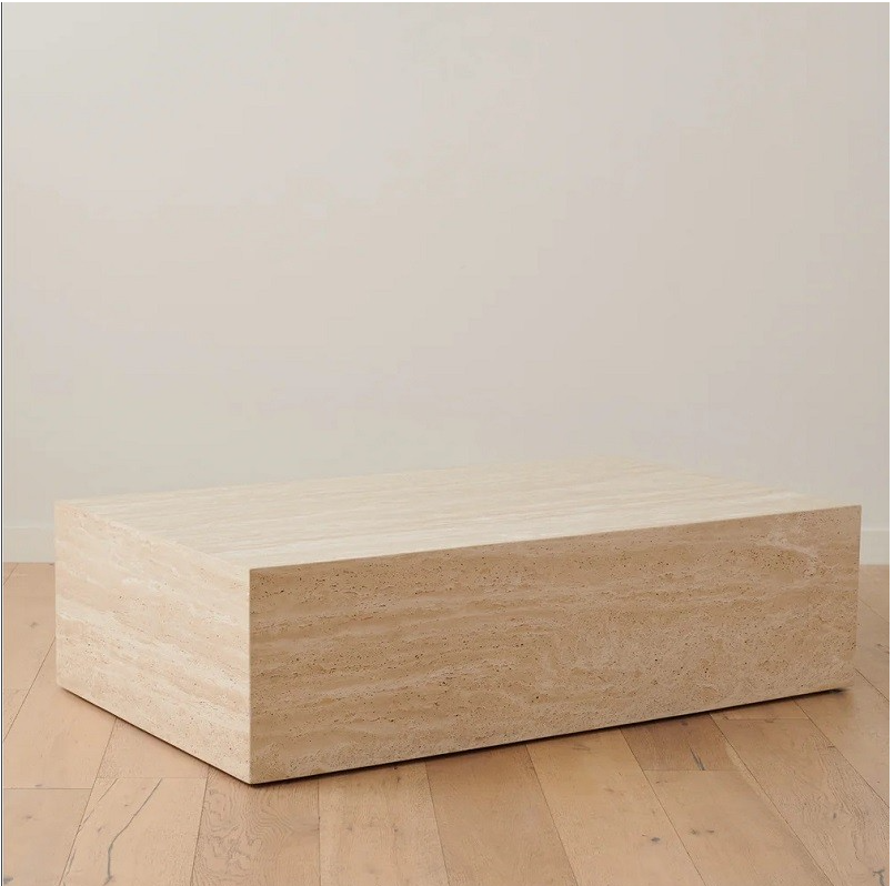 Table basse bloc en travertin
