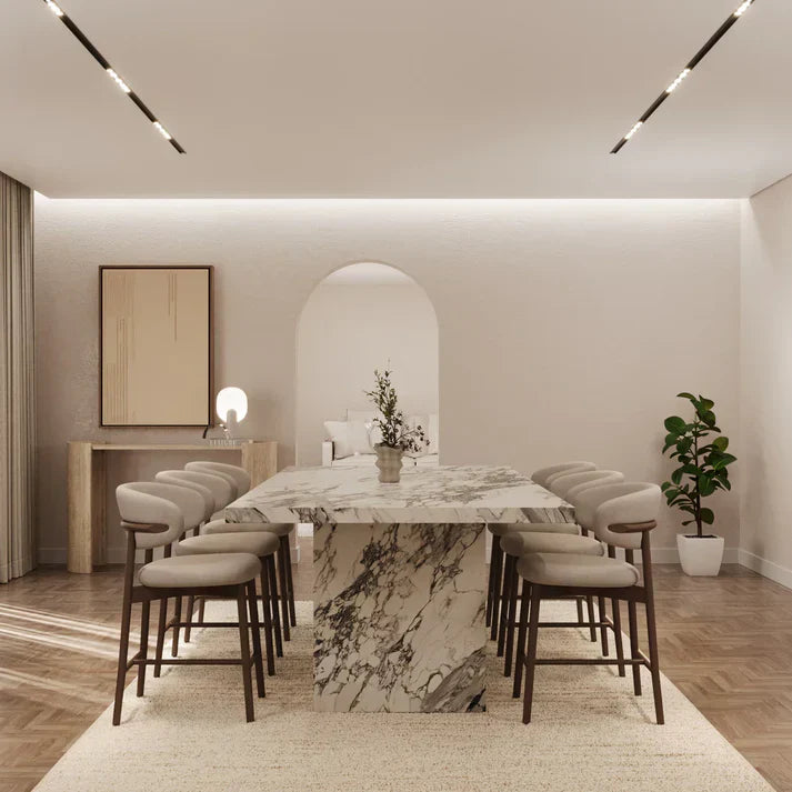 Table à manger rectangle en marbre Calacatta