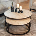 Table basse Gigogne en travertin pied métal