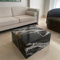 Table basse carré bloc marbre noir