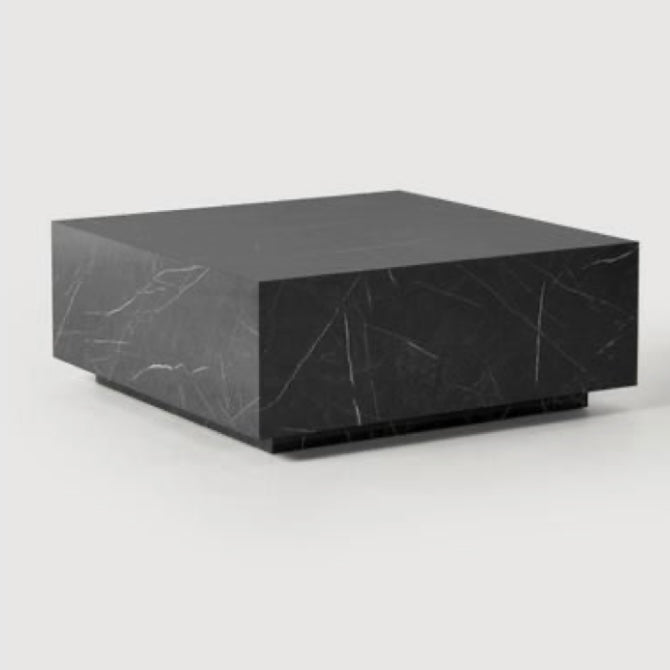 Table basse carré bloc marbre noir