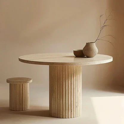 Table à manger Ronde en travertin