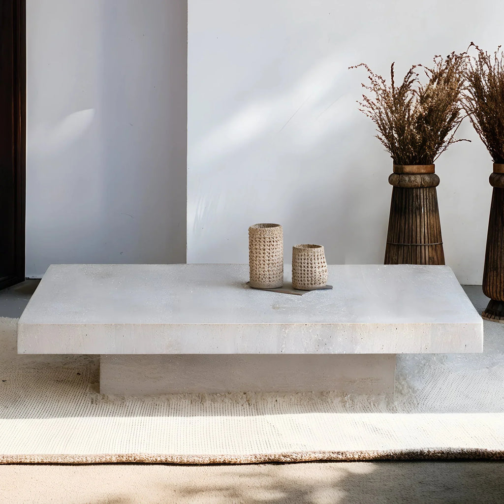 Table basse Rectangle bloc en travertin
