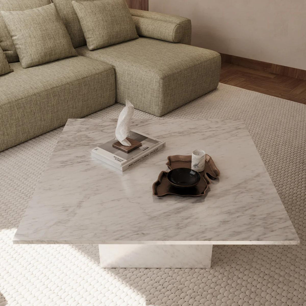 Table basse carré marbre blanc