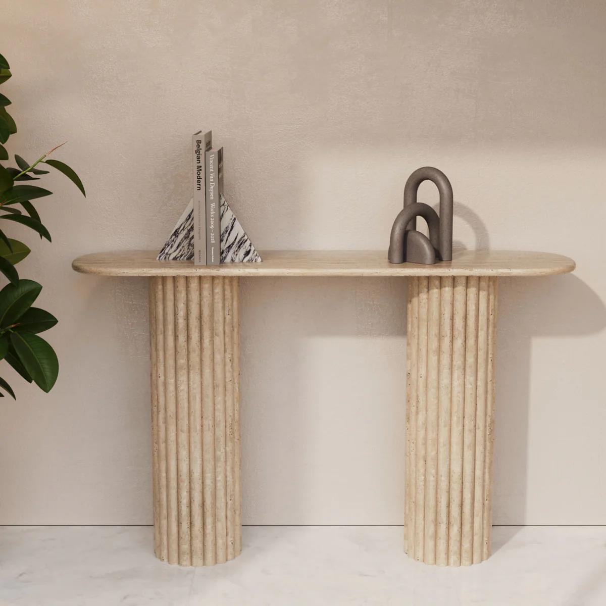 Console Oval en travertin