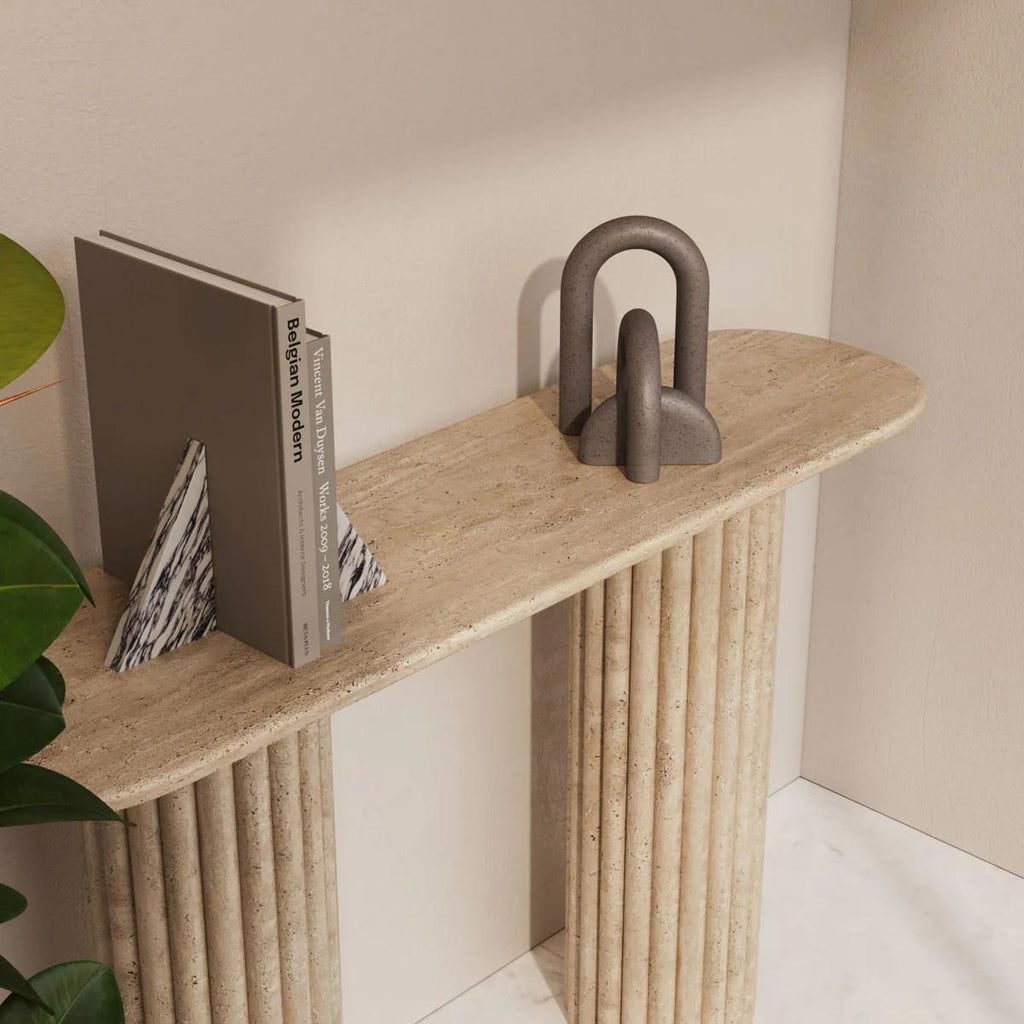 Console Oval en travertin