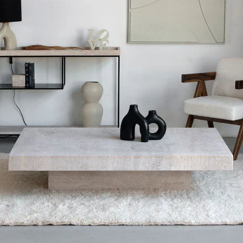 Table basse Rectangle bloc en travertin